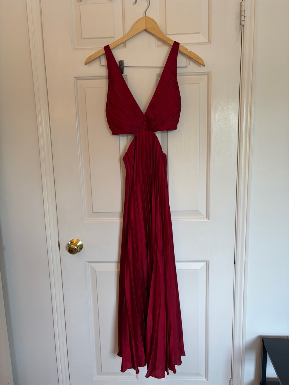 Abercrombie Giselle Pleated Cutout Maxi Dress Red XXS Wedding Guest